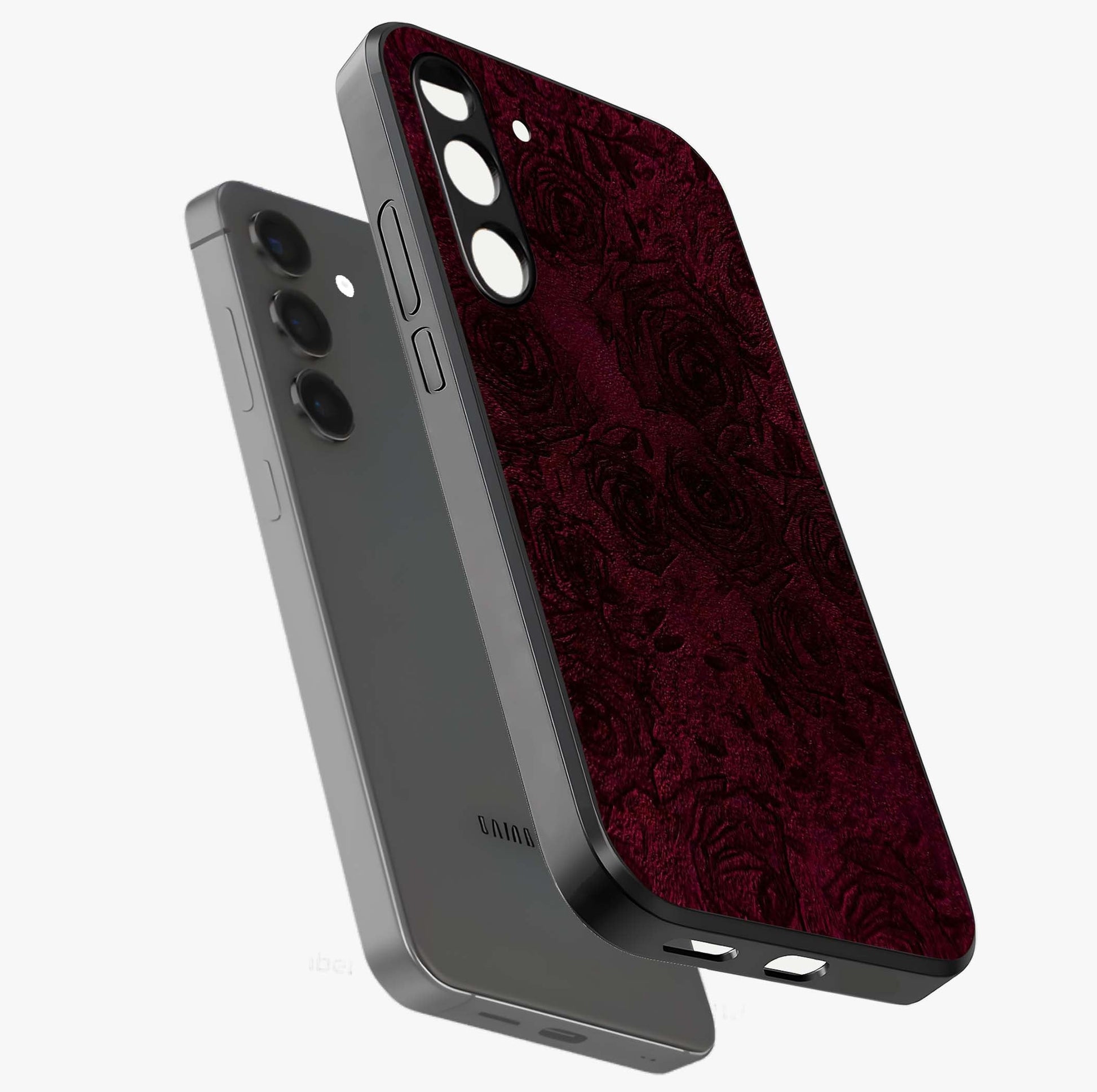 Crimson Fade Flow Glass Case displayed in angled mockup highlighting smooth gradient design with modern aesthetic style.
