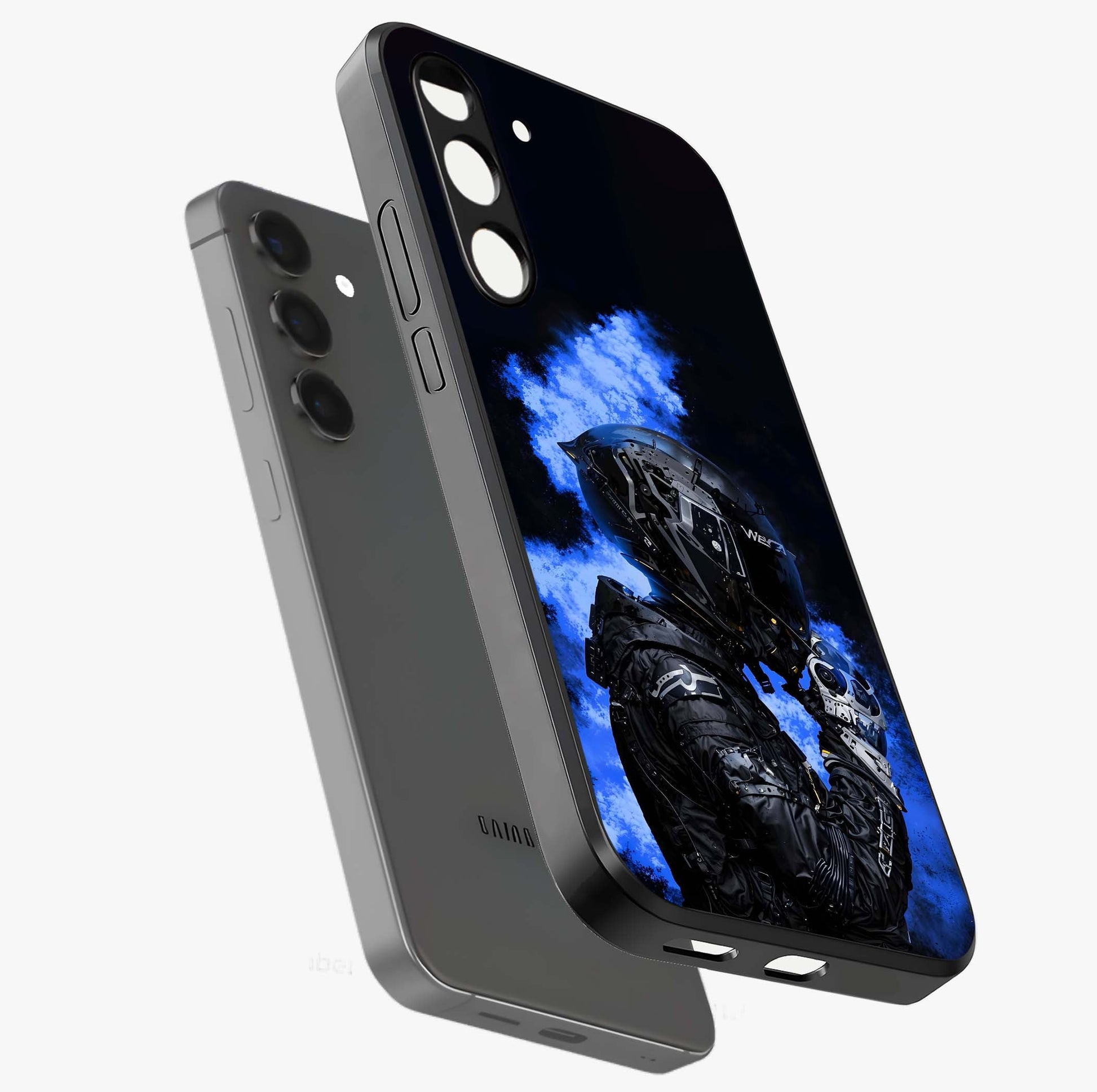 Cyber Sentinel Protocol Glass Case displayed in angled mockup highlighting digital cyber design with sci-fi aesthetic style.