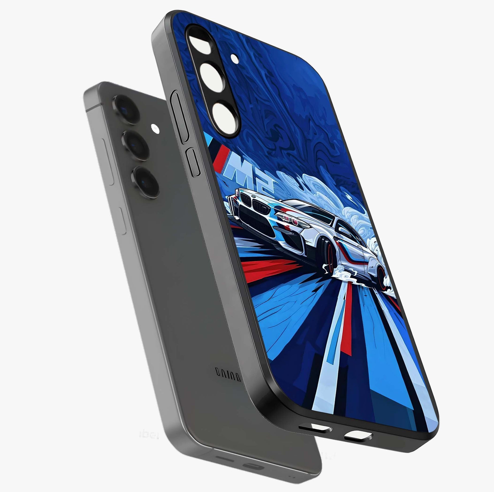 Drift Power Rush Glass Case displayed in angled mockup highlighting powerful drift car design with sporty aesthetic style.