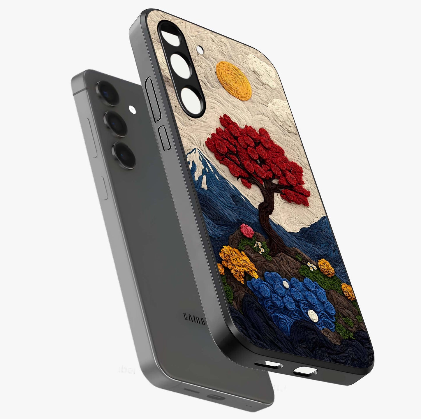 Eternal Nature Tapestry Glass Case displayed in angled mockup highlighting detailed botanical pattern with artistic aesthetic.
