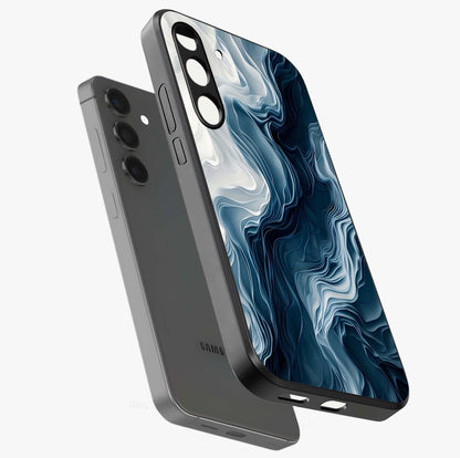 Ethereal Paper Marble Glass Case displayed in angled mockup highlighting elegant marble pattern with modern aesthetic style.