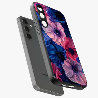 Flower Paper Art Pattern Glass Case displayed in angled mockup highlighting layered paper flower design with artistic aesthetic.