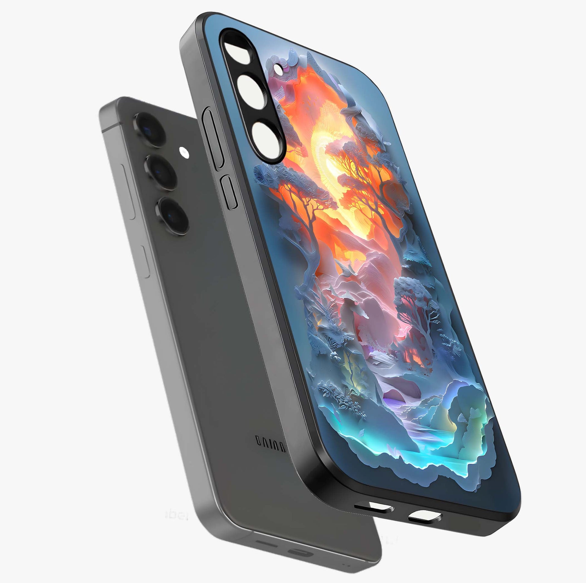 Glow Forest Portal Glass Case displayed in angled mockup highlighting mystical forest design with magical glowing aesthetic.