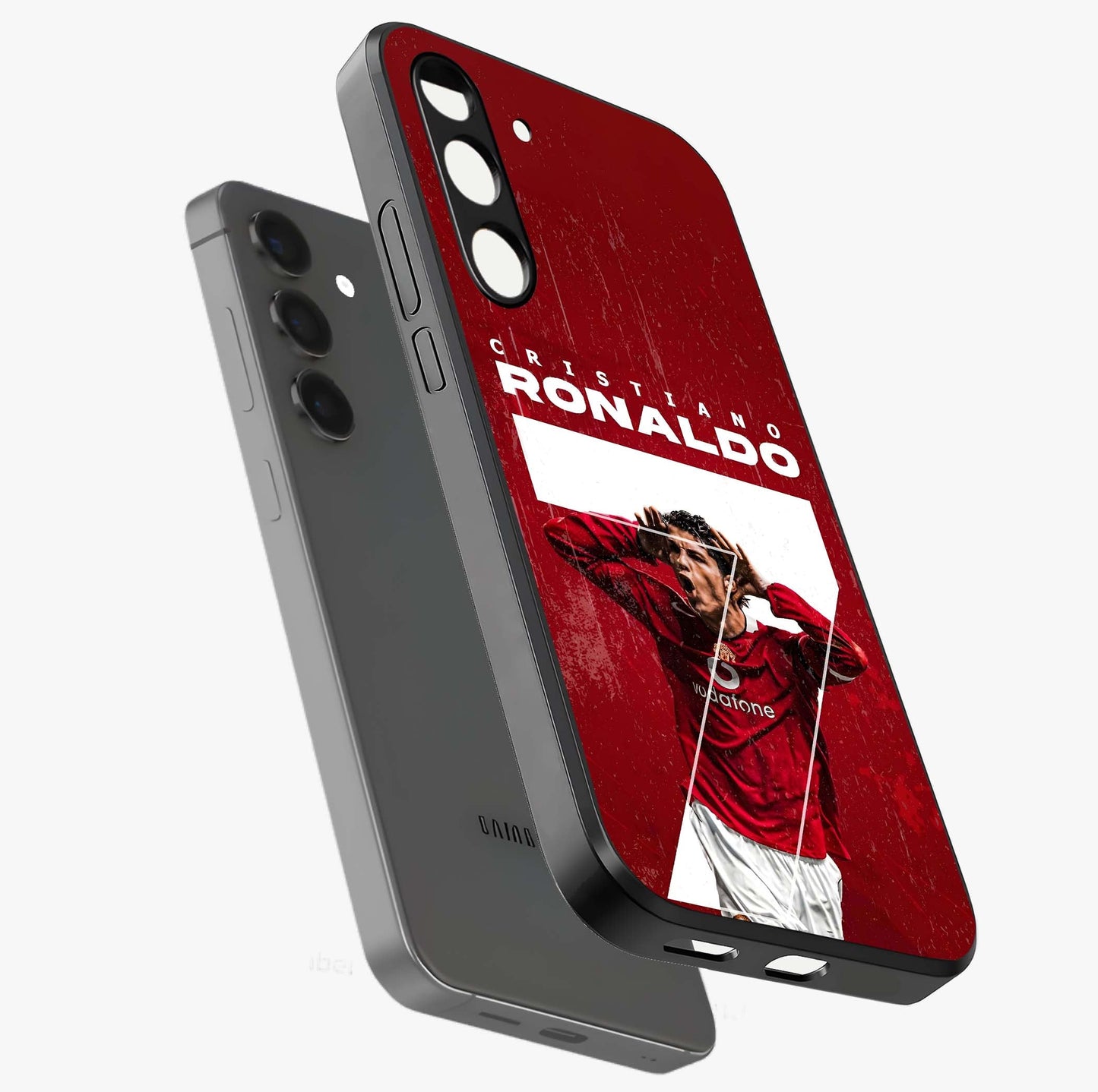 Goal Celebration Legacy Glass Case displayed in angled mockup highlighting energetic sports celebration design with bold athletic theme.