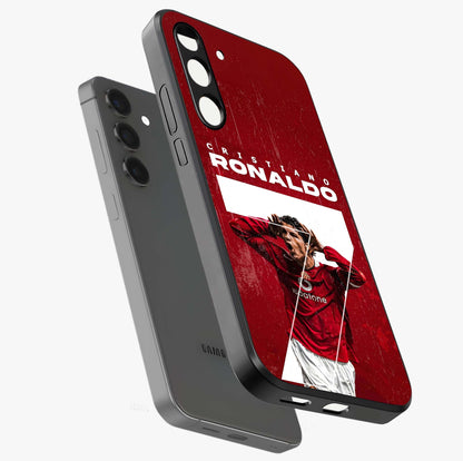 Goal Celebration Legacy Glass Case displayed in angled mockup highlighting energetic sports celebration design with bold athletic theme.