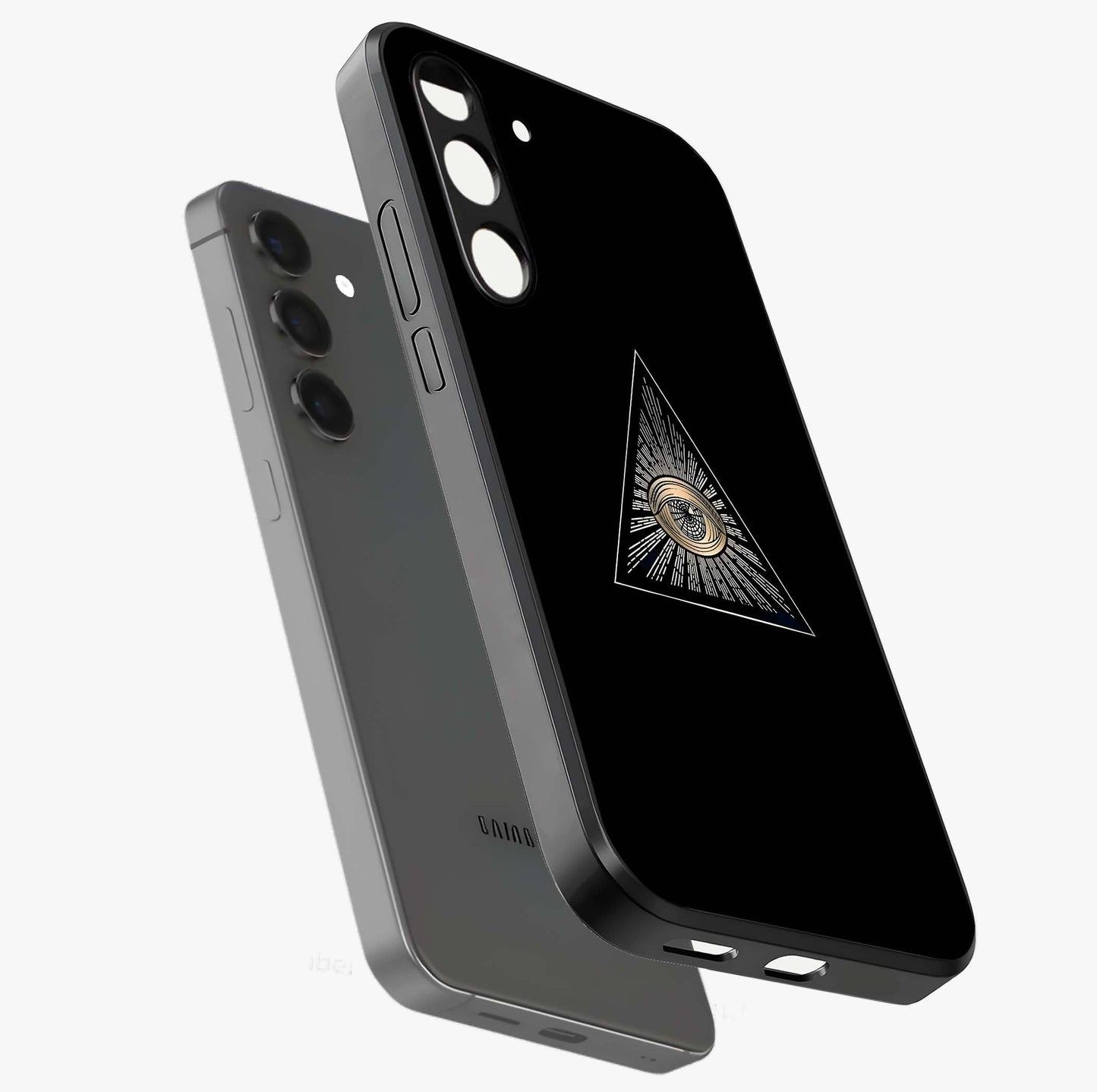 Illuminati Evil Glass Case displayed in angled mockup highlighting dark occult inspired design with bold aesthetic style.
