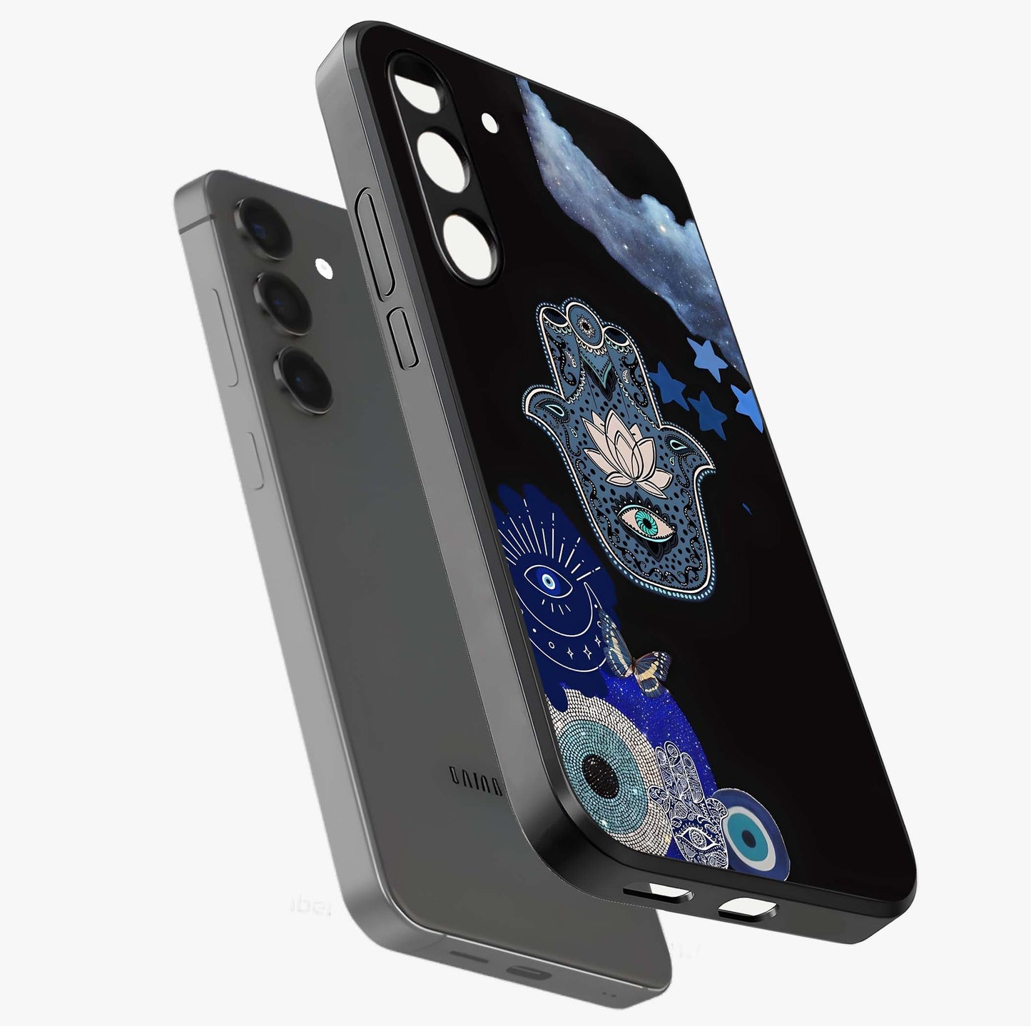 Mystic Hand Aura Glass Case displayed in angled mockup highlighting magical aura design with spiritual aesthetic style.