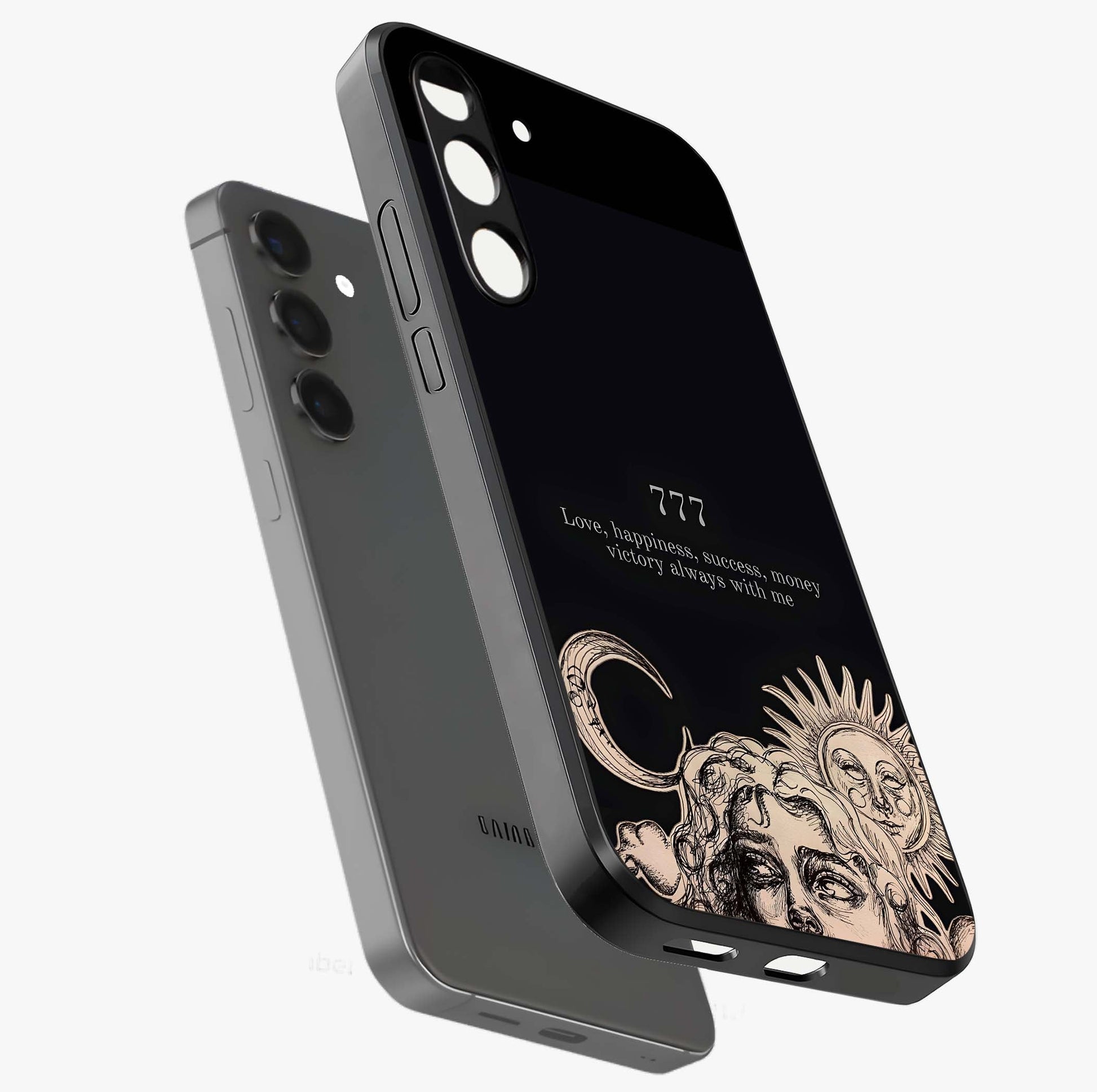Mystic Victory Aura Glass Case displayed in angled mockup highlighting energetic aura design with bold mystical aesthetic.