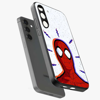 Omg Spiderman Glass Case displayed in angled mockup highlighting dynamic hero illustration with action comic aesthetic.