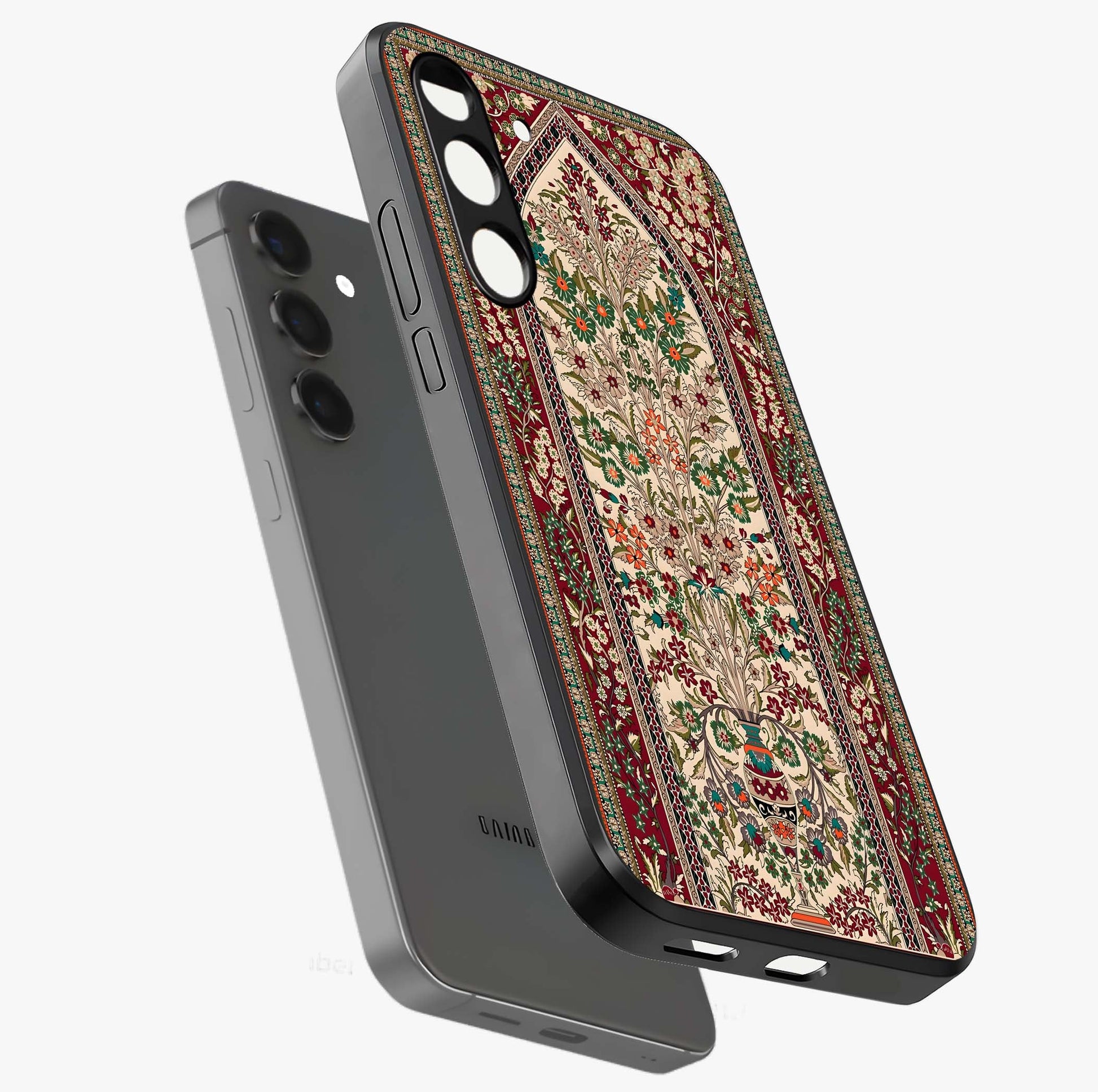 Persian Inspired Glass Case displayed in angled mockup highlighting intricate traditional design with elegant cultural aesthetic.