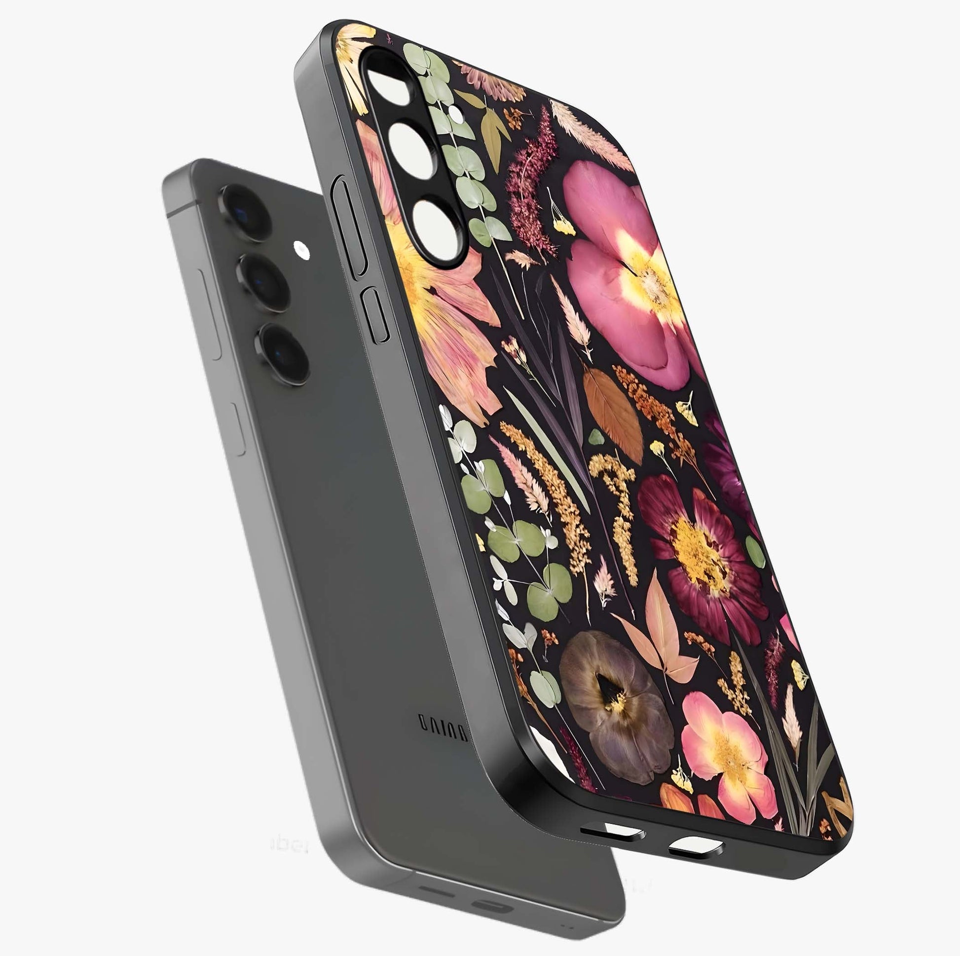 Petal Dream Tapestry Glass Case displayed in angled mockup highlighting decorative petal pattern with elegant botanical aesthetic.