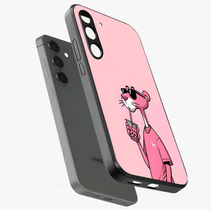 Pink Panther Glass Case displayed in angled mockup highlighting playful cartoon character design with vibrant pink aesthetic.