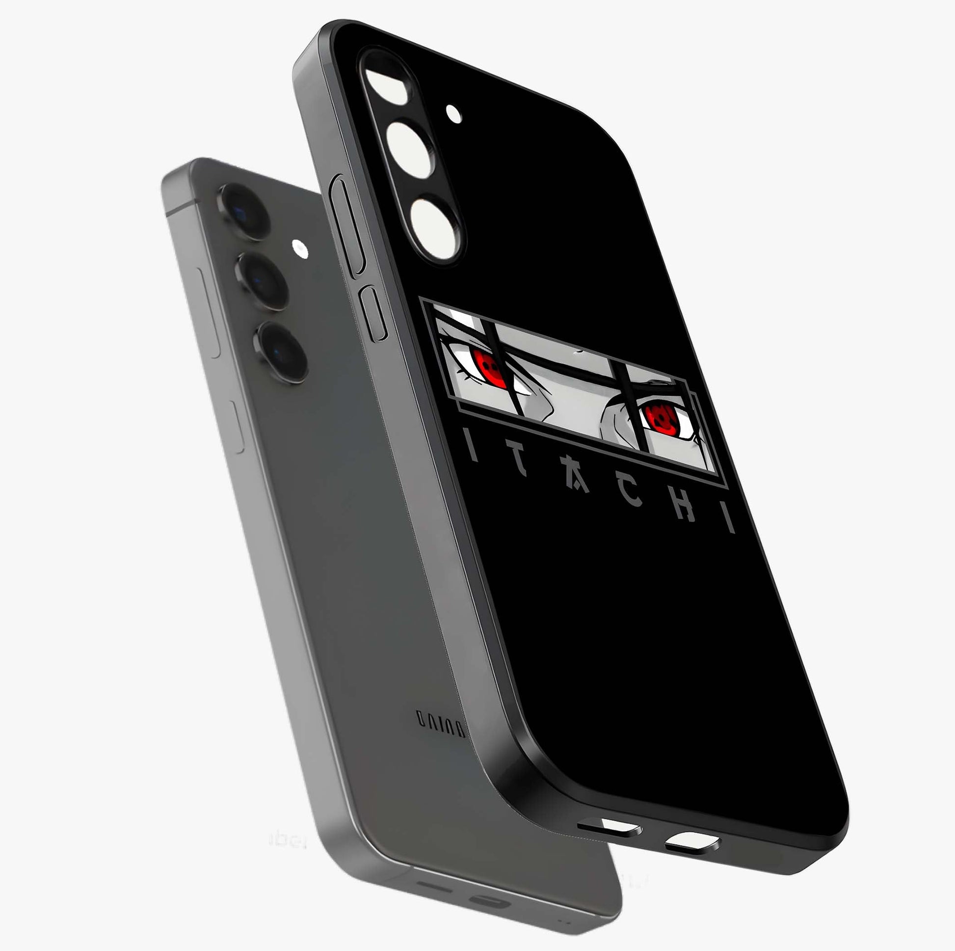 Scarlet Gaze Dominance Glass Case displayed in angled mockup highlighting intense visual design with bold scarlet aesthetic.