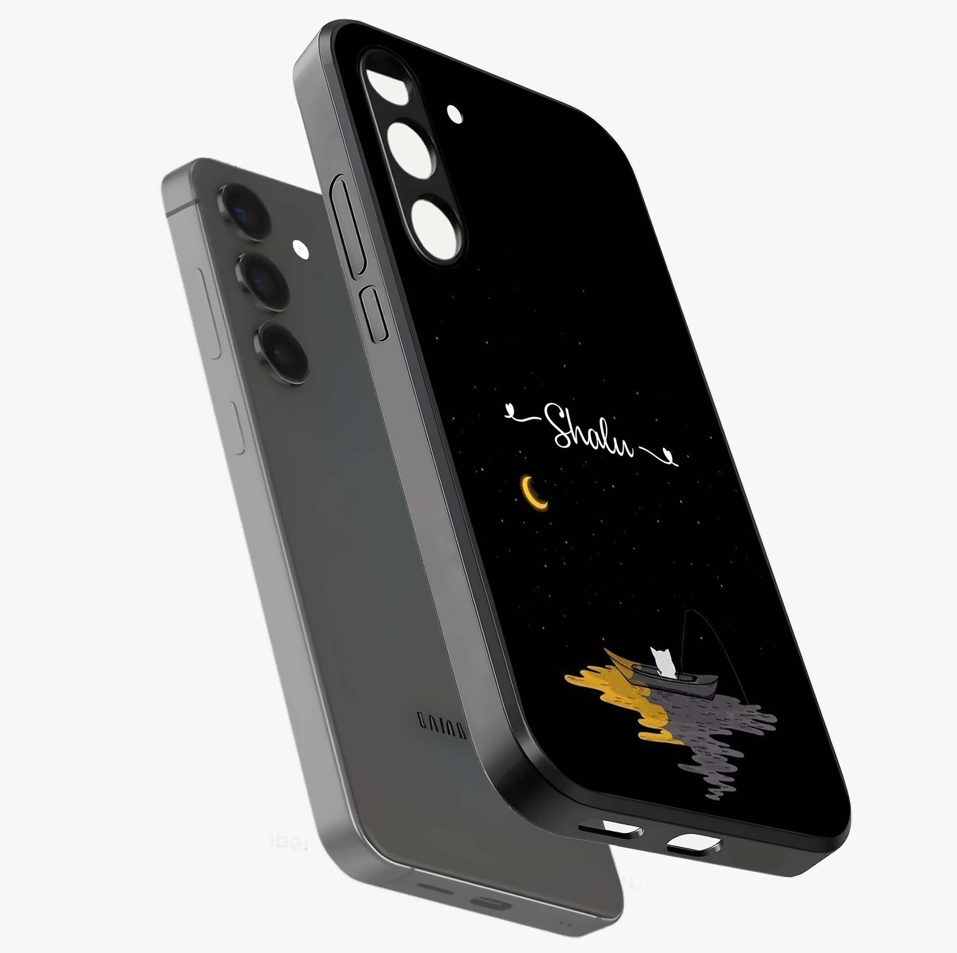 Silent Night Row Glass Case displayed in angled mockup highlighting peaceful evening design with dreamy night aesthetic.