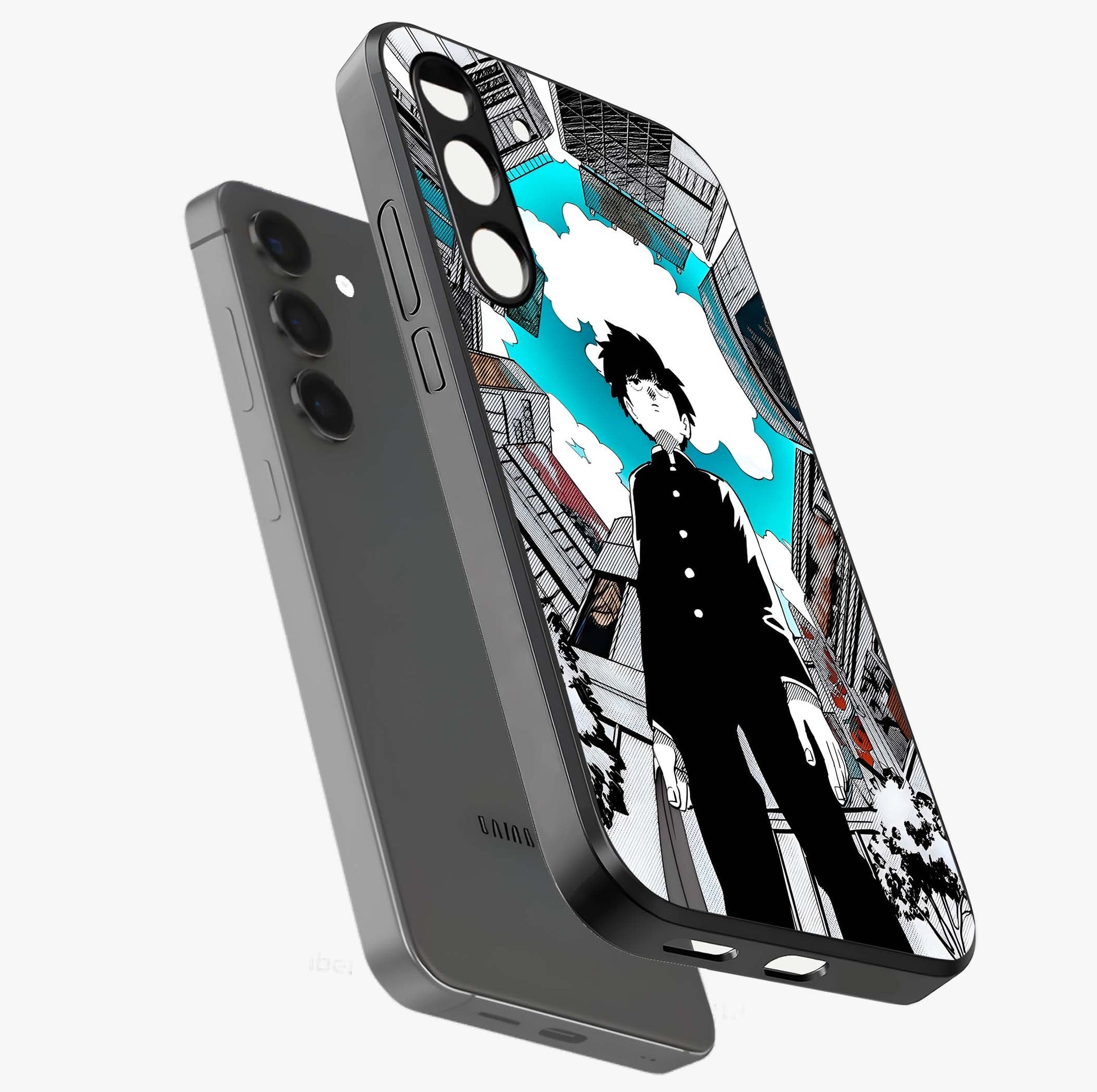 Silent Psychic Awakening Glass Case displayed in angled mockup highlighting spiritual awakening design with cosmic aesthetic.