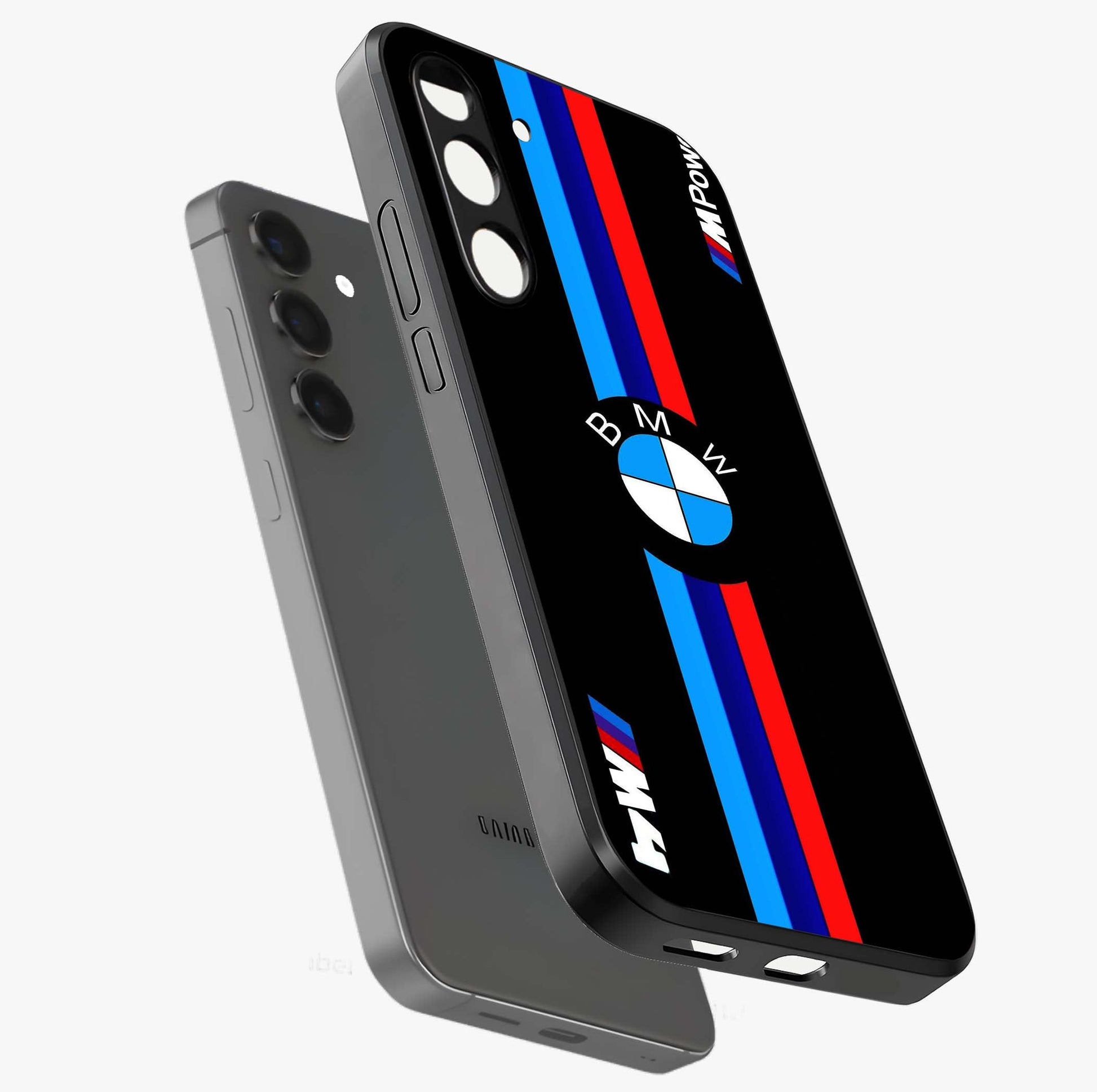 Turbo BMW Beast Glass Case displayed in angled mockup highlighting sleek racing car design with bold automotive aesthetic.