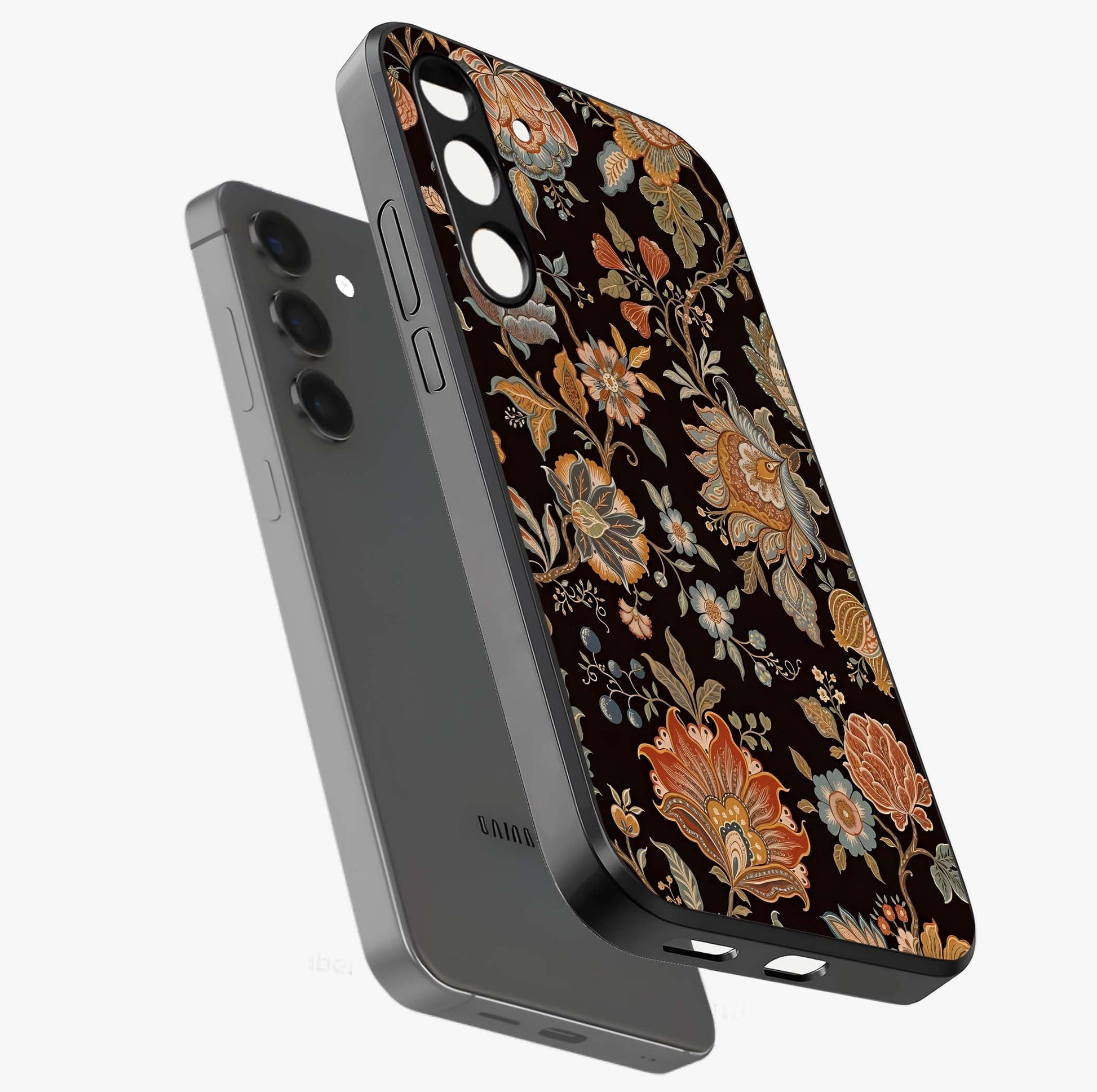 Vintage Floral Dream Glass Case displayed in angled mockup highlighting elegant vintage flower design with soft aesthetic style.