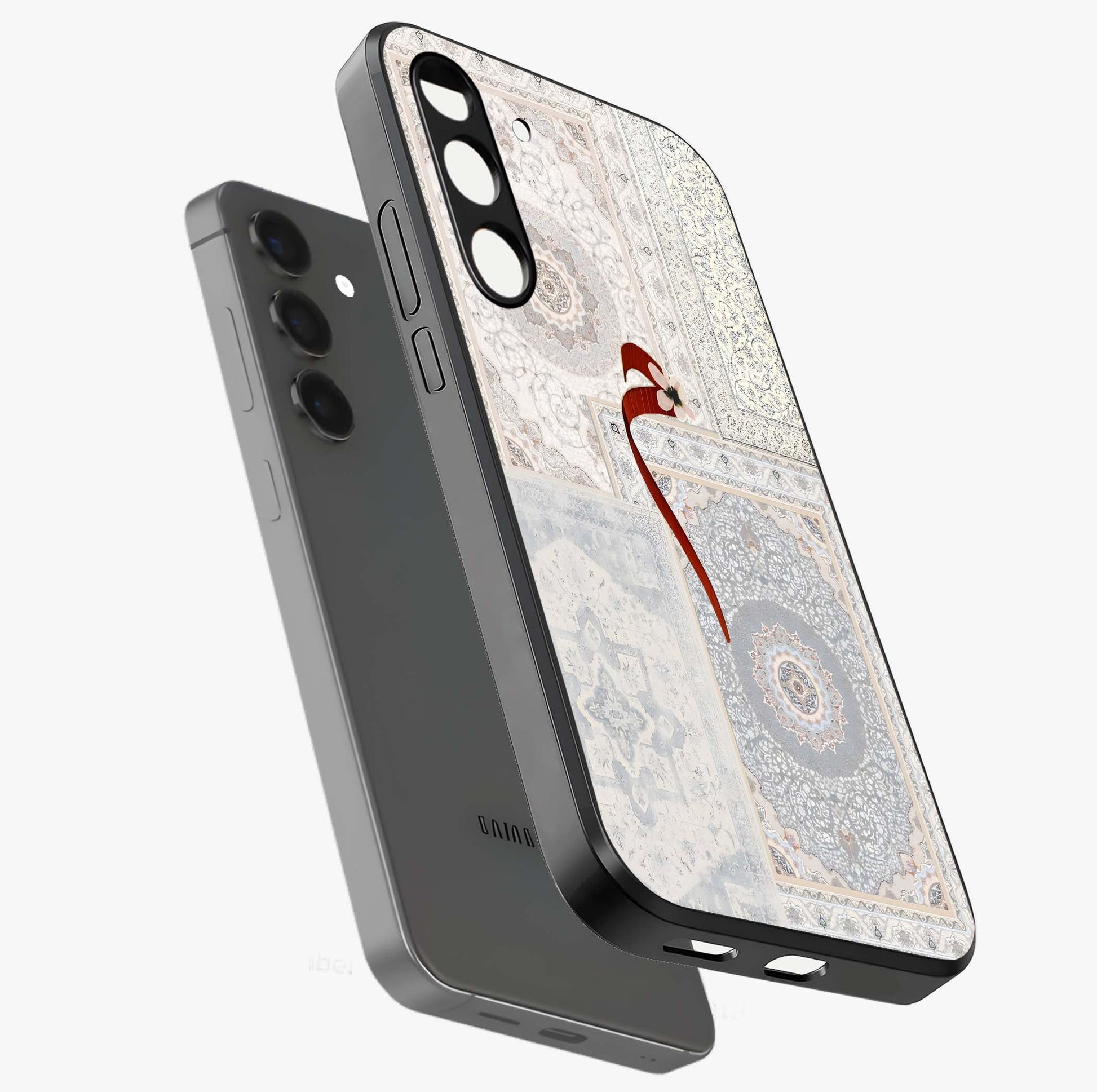 White Aesthetic Bow Glass Case displayed in angled mockup highlighting clean bow design with soft aesthetic style.