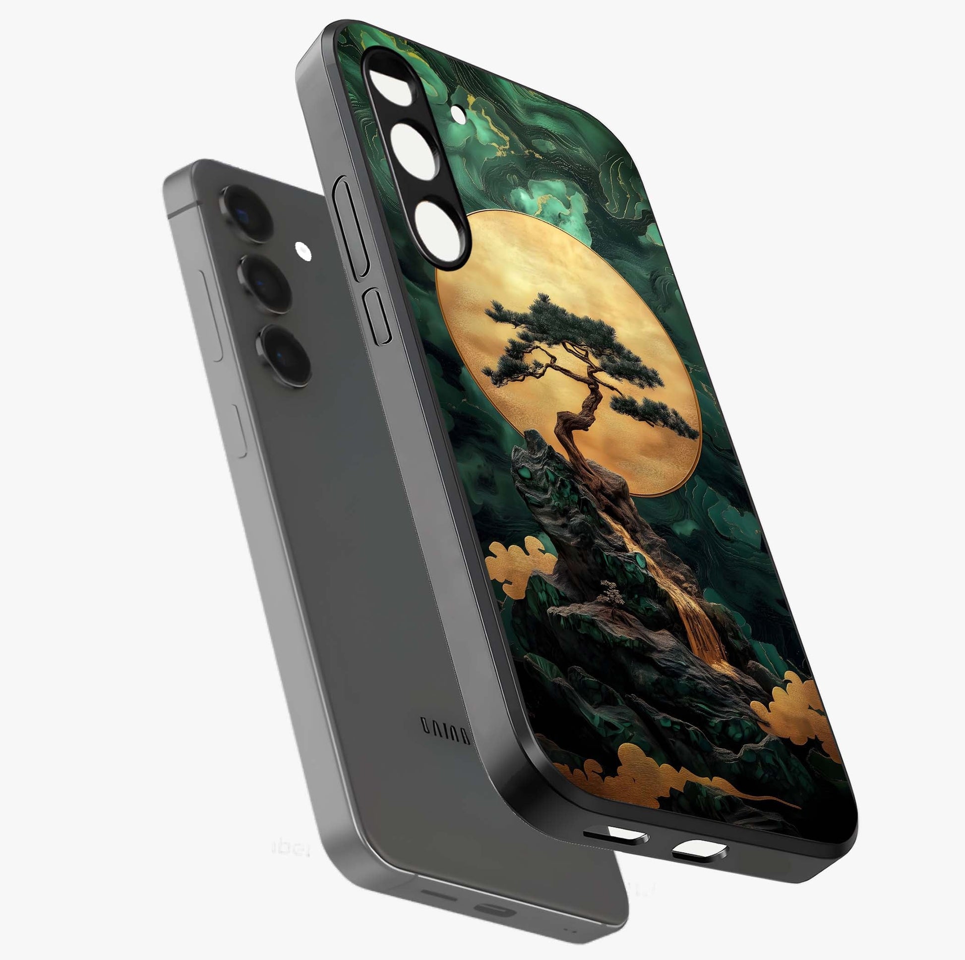 Zen Moon Rise Glass Case displayed in angled mockup highlighting peaceful lunar design with zen aesthetic style.