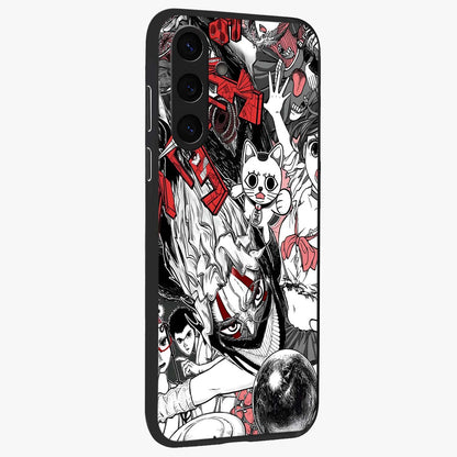 Crimson Chaos Panel Glass Case upright view showcasing intense crimson artwork with dramatic aesthetic style.