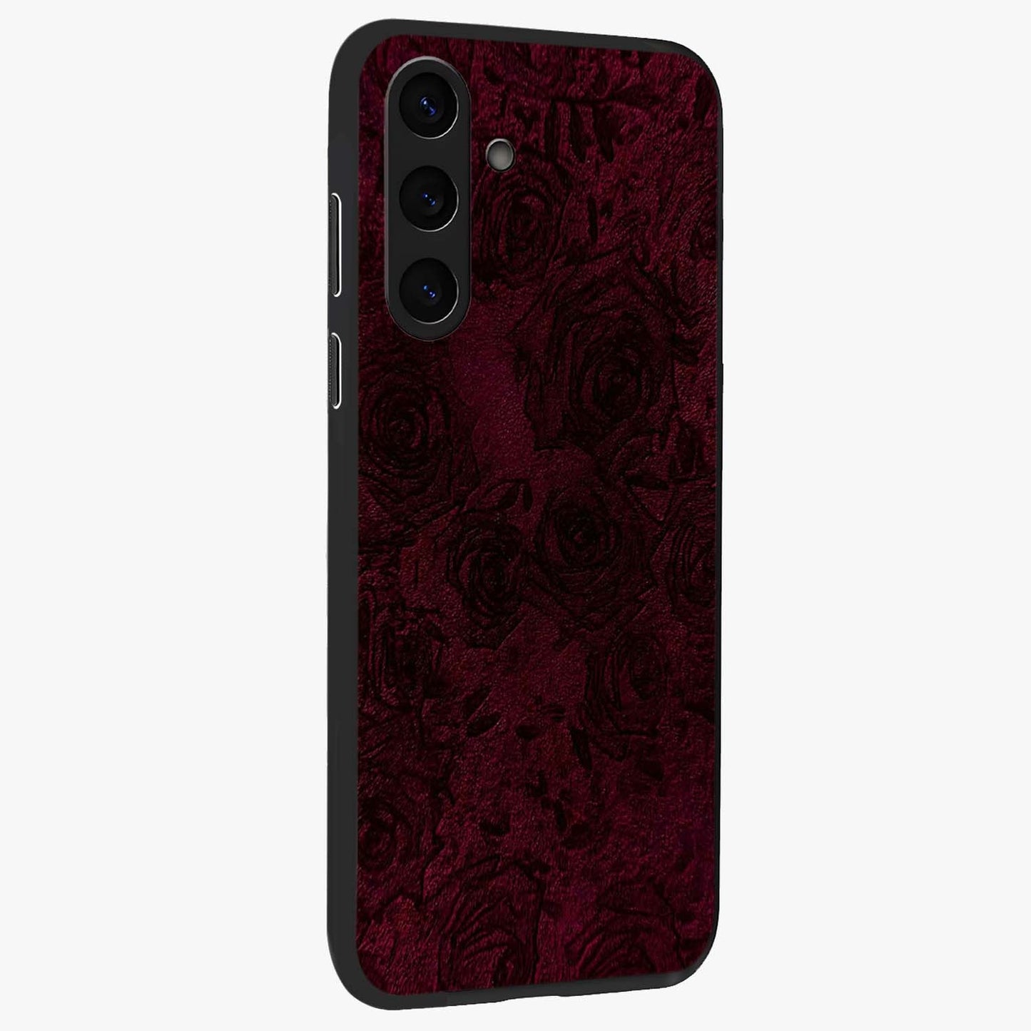 Crimson Fade Flow Glass Case upright view showcasing dynamic crimson flow artwork with stylish abstract theme.