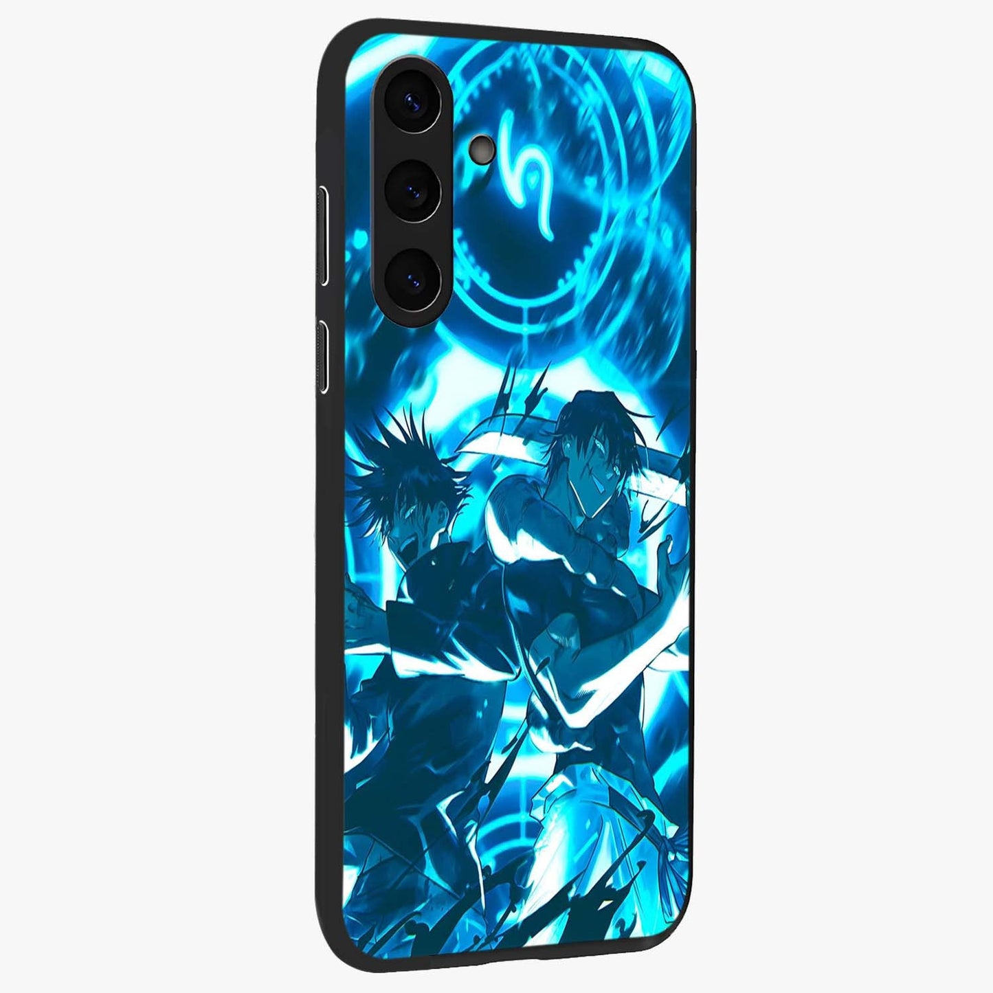 Cursed Energy Clash Glass Case upright view showcasing dramatic clash artwork with bold supernatural theme.