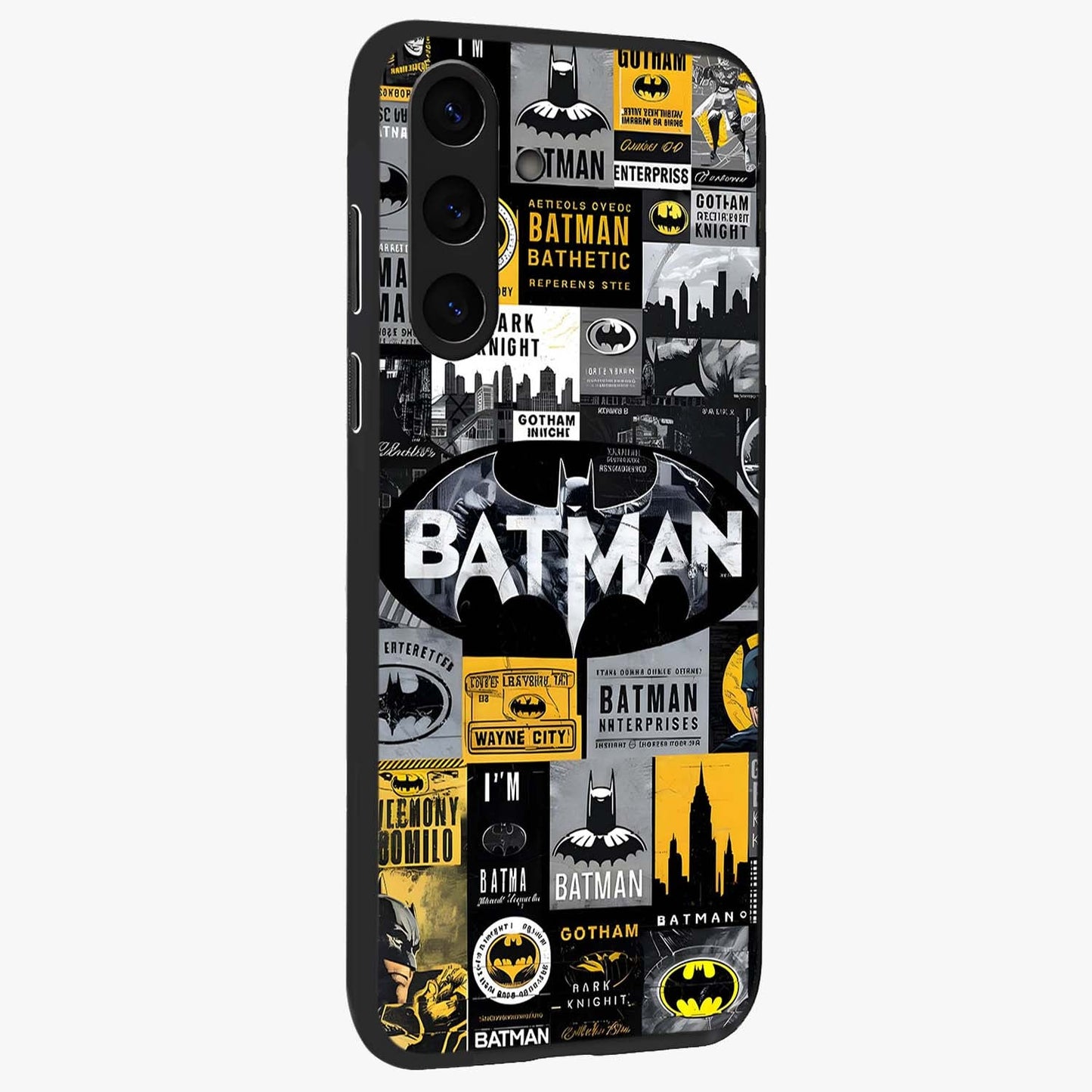 Knight Gotham Rise Glass Case upright view showcasing bold vigilante themed artwork with gothic city vibe.