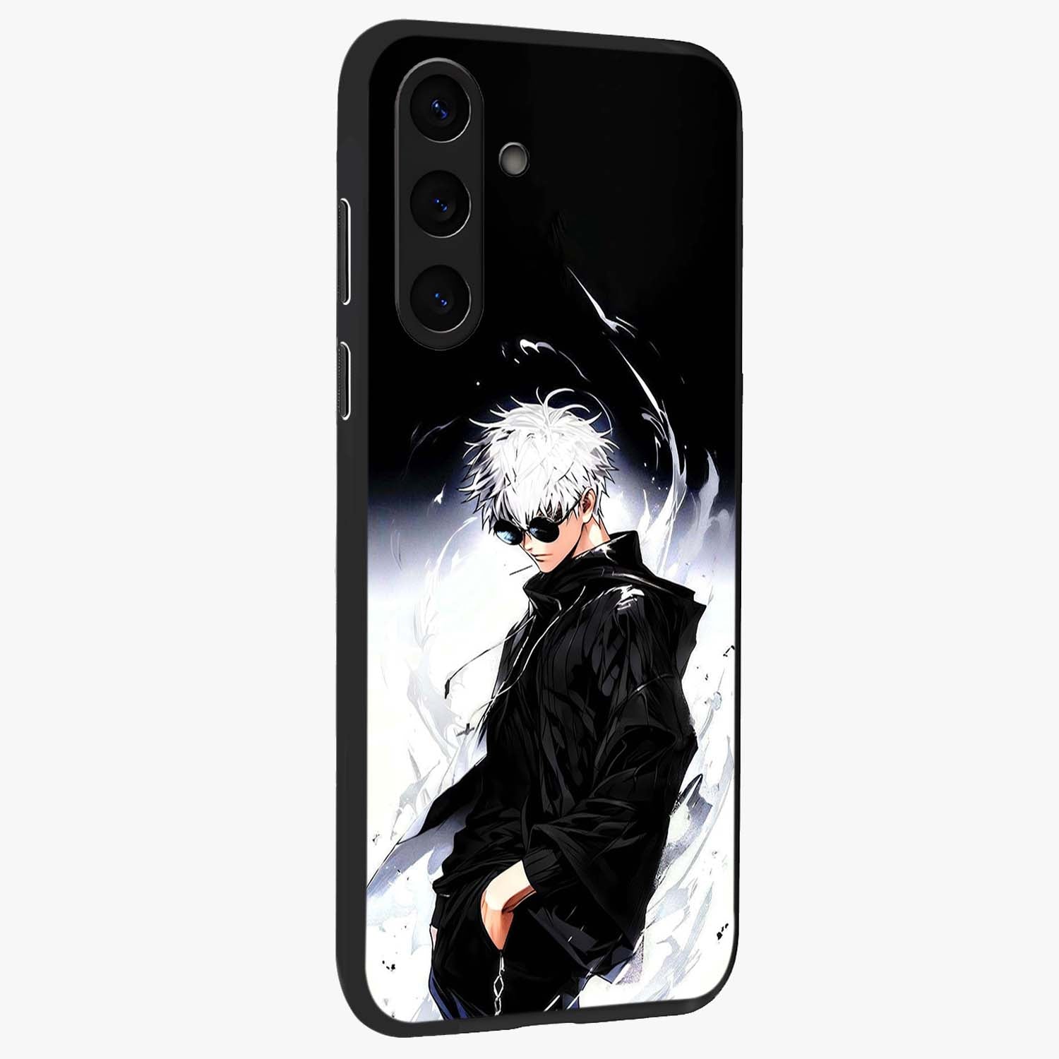 Limitless Shadow King Glass Case upright view showcasing bold shadow warrior artwork with epic fantasy theme.