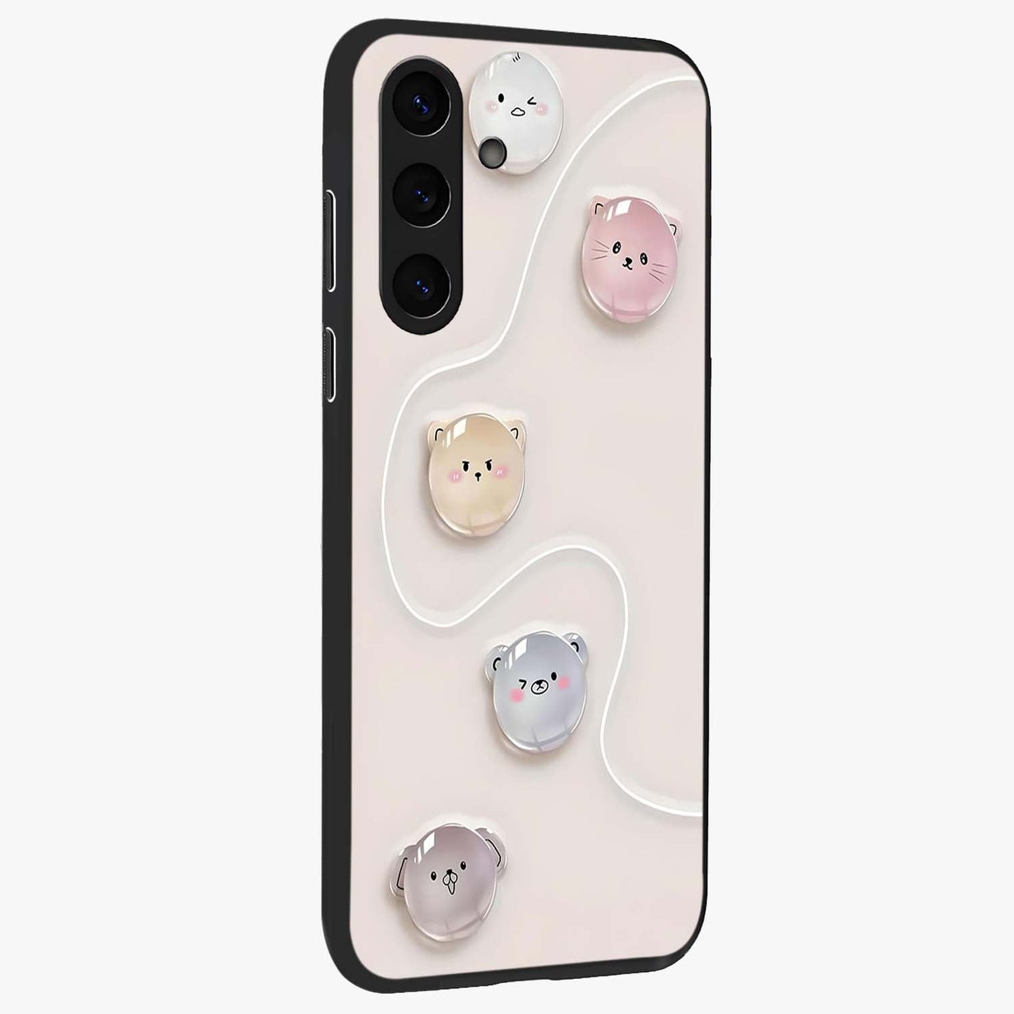 Puffy Face Parade Glass Case upright view showcasing adorable character artwork with cheerful animated theme.