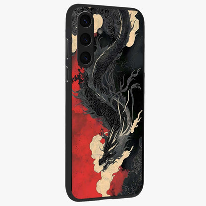 Shadow Dragon Fury Glass Case upright view showcasing intense dragon artwork with dramatic shadow theme.