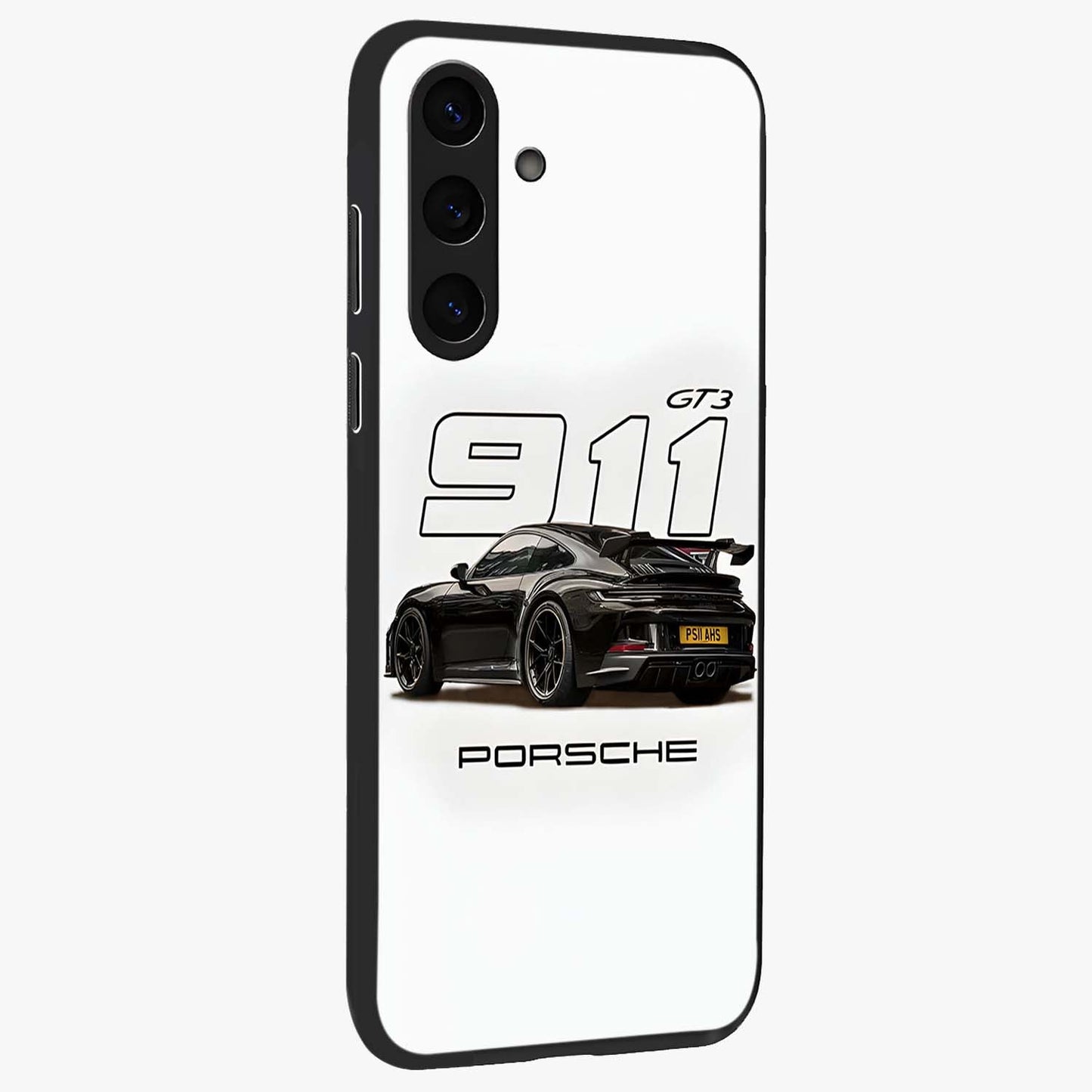 Turbo Legacy Icon Glass Case upright view showcasing bold racing inspired artwork with classic car theme.