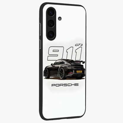 Turbo Legacy Icon Glass Case upright view showcasing bold racing inspired artwork with classic car theme.