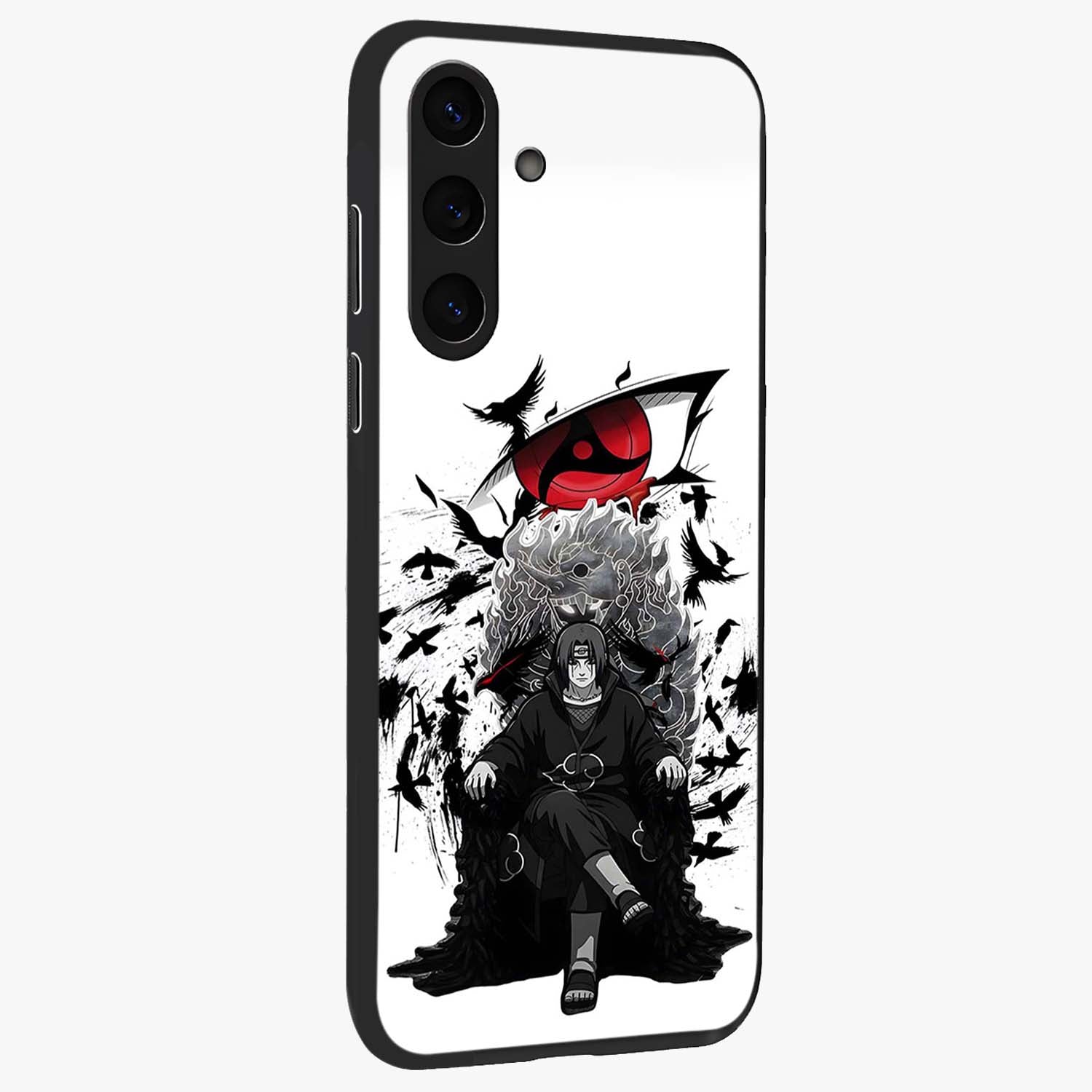 Uchiha Shadow Throne Glass Case upright view showcasing magical underwater galaxy artwork with vibrant cosmic theme.