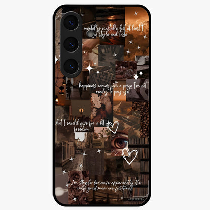 Bittersweet Aesthetic Chaos Glass Case showing flat back view with artistic chaotic aesthetic design and glossy glass finish.