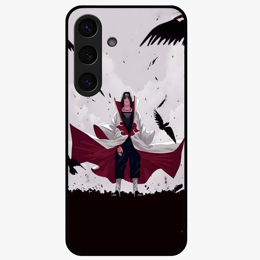 Crimson Crow Ascension Glass Case showing flat back view with mystical crow artwork and glossy glass finish.