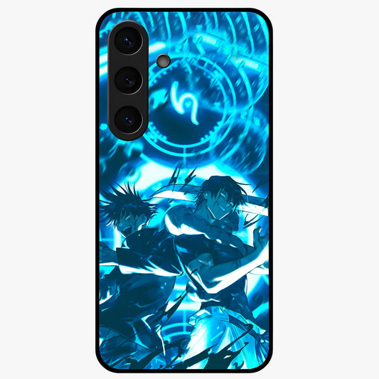 Cursed Energy Clash Glass Case showing flat back view with intense cursed energy artwork and glossy glass finish.