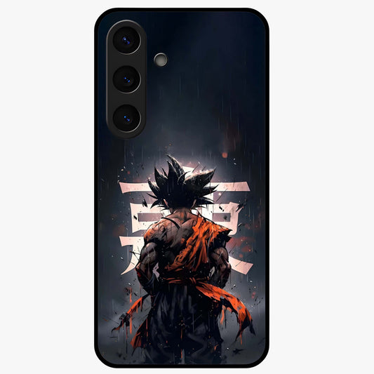 Dark Warrior In Rain Glass Case showing flat back view with warrior artwork in rainy atmosphere and glossy glass finish.