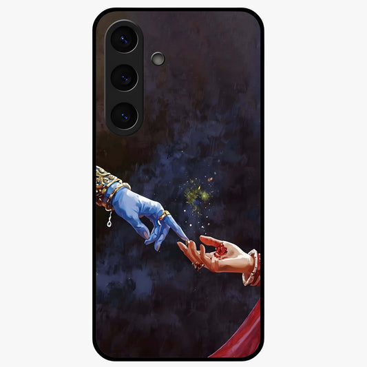 Divine Touch Eternal Glass Case showing flat back view with spiritual themed artwork and glossy glass finish.