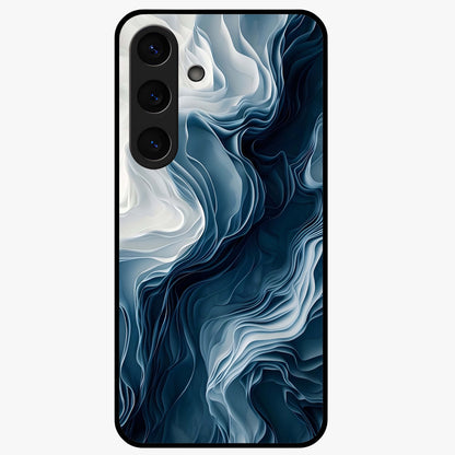 Ethereal Paper Marble Glass Case showing flat back view with soft marble paper texture artwork and glossy glass finish.