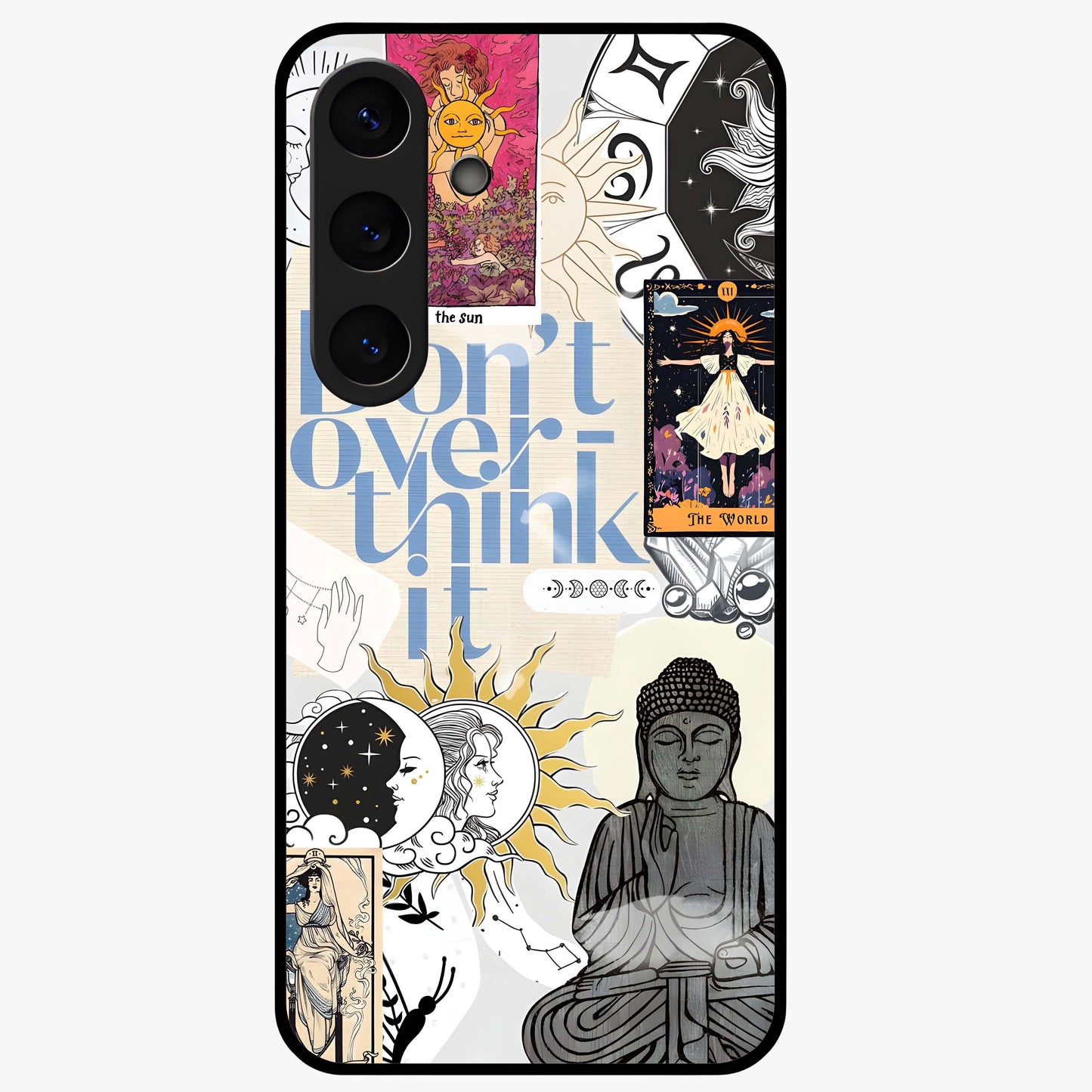 Ethereal Thoughts Glass Case showing flat back view with dreamy artistic artwork and glossy glass finish.
