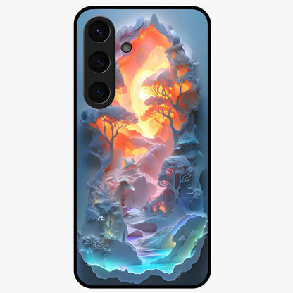 Glow Forest Portal Glass Case showing flat back view with glowing forest portal artwork and glossy glass finish.