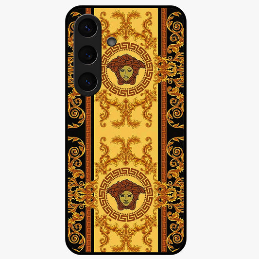 Golden Stallion Moonride Glass Case showing flat back view with majestic horse under moonlight artwork and glossy glass finish.