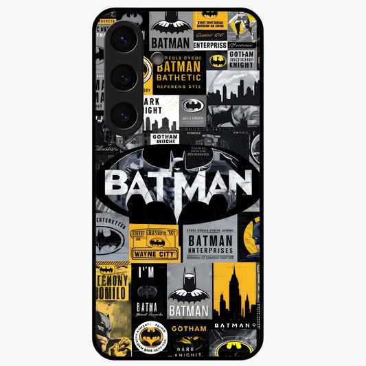 Knight Gotham Rise Glass Case showing flat back view with dark hero inspired artwork and glossy glass finish.