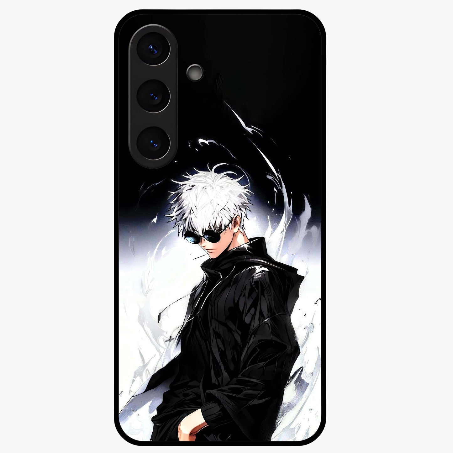 Limitless Shadow King Glass Case showing flat back view with powerful shadow warrior artwork and glossy glass finish.