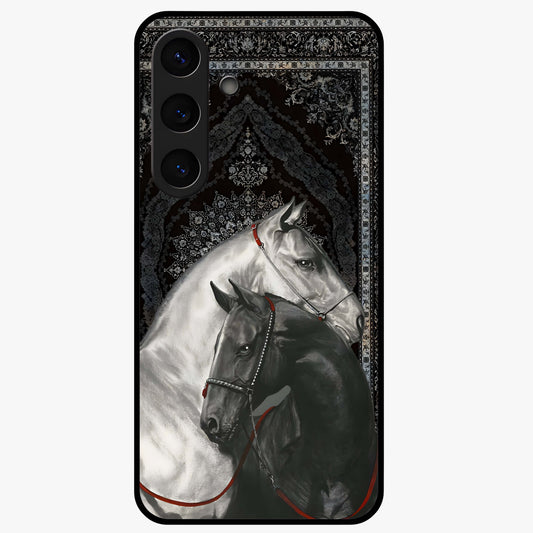 Majestic Ride Legacy Glass Case showing flat back view with powerful automotive inspired artwork and glossy glass finish.