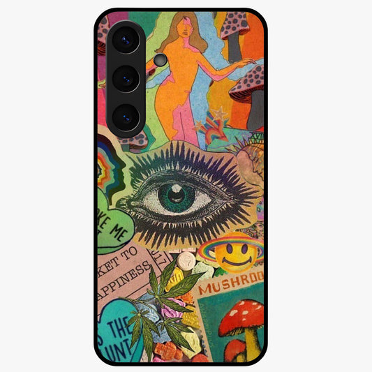 Mystic Eye Wonderland Glass Case showing flat back view with mystical eye themed artwork and glossy glass finish.