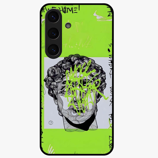 Neo Graffiti Rebellion Glass Case showing flat back view with vibrant graffiti artwork and glossy glass finish.