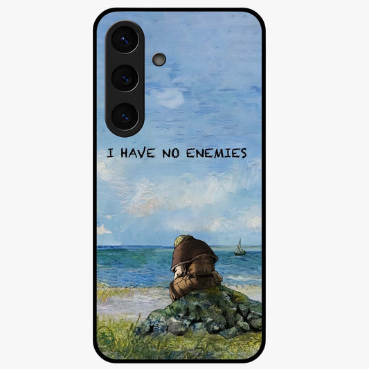 Peace Beyond War Glass Case showing flat back view with symbolic peace themed artwork and glossy glass finish.
