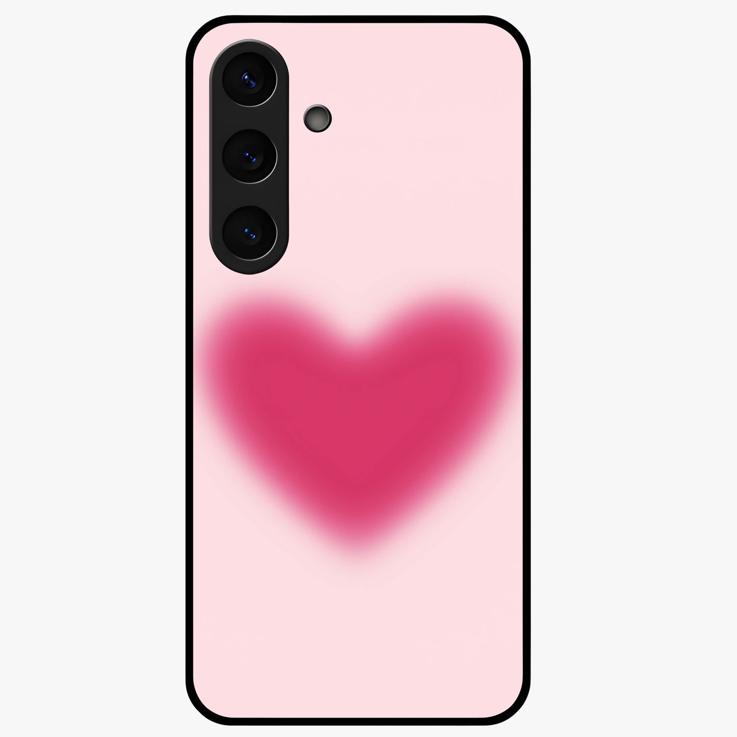 Pink Aura Heart Glass Case showing flat back view with glowing heart artwork and glossy glass finish.