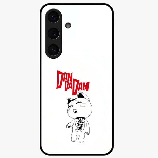 Playful Spirit Charm Glass Case showing flat back view with cheerful charm themed artwork and glossy glass finish.
